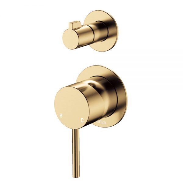 Fienza Kaya Wall Diverter Mixer, Small Round Plates, Urban Brass 228102UB-4