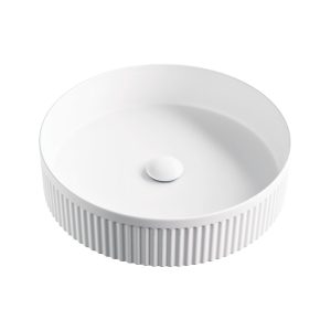 Fienza Eleanor Round Above Counter Fluted Basin, Matte White RB465MW