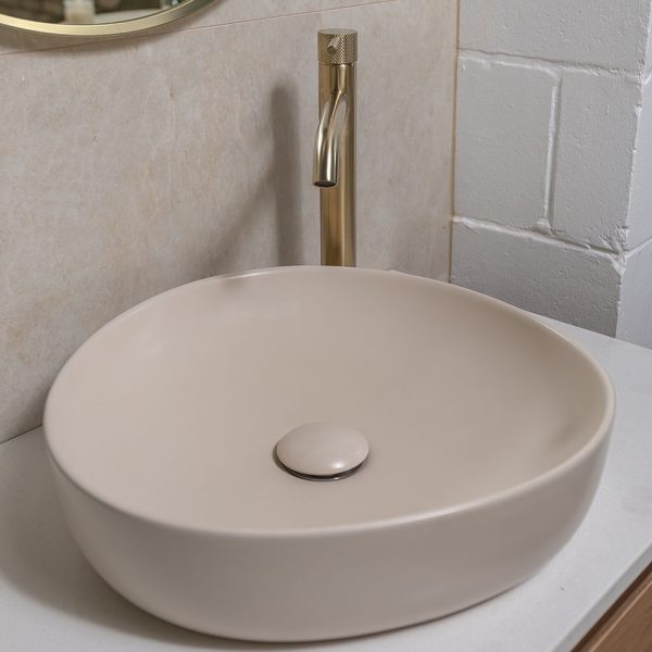 Fienza Pebble Small Above Counter Basin, Matte Khaki