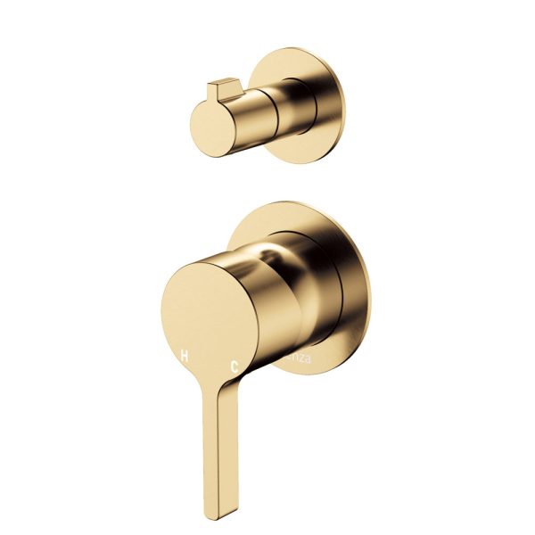 Fienza Sansa Wall Diverter Mixer, Small Round Plates, Urban Brass 229102UB-4