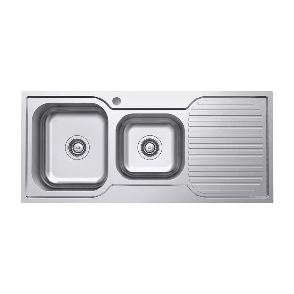 Fienza Tiva 1080 1.75 Kitchen Sink with Drainer, Left Bowl 68106L