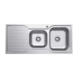 Fienza Tiva 1080 1.75 Kitchen Sink with Drainer, Right Bowl 68106R