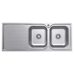 Fienza Tiva 1180 Double Kitchen Sink with Drainer, Right Bowl 68107R