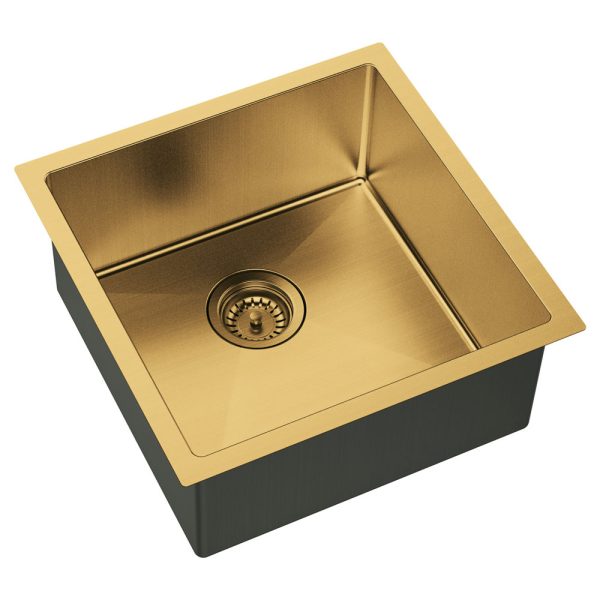 Fienza Hana 32L Single Kitchen Sink, PVD Rugged Brass 68401RB