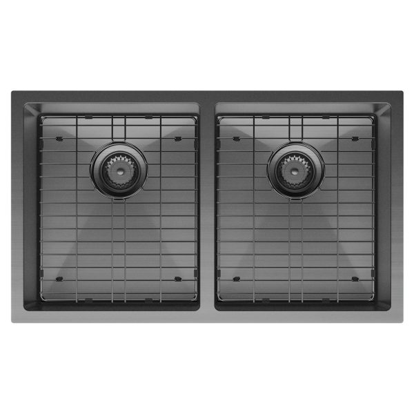 Fienza Hana 27L/27L Double Kitchen Sink, PVD Carbon Metal 68403CM