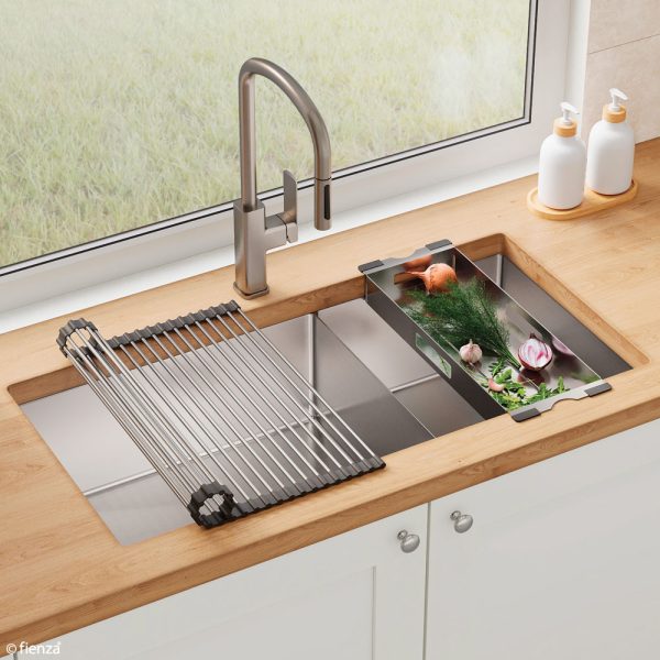 Fienza Hana 40L/27L Double Kitchen Sink Kit 68406-KIT