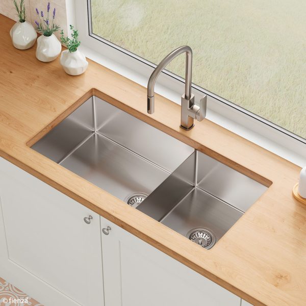 Fienza Hana 40L/27L Double Kitchen Sink Kit 68406-KIT