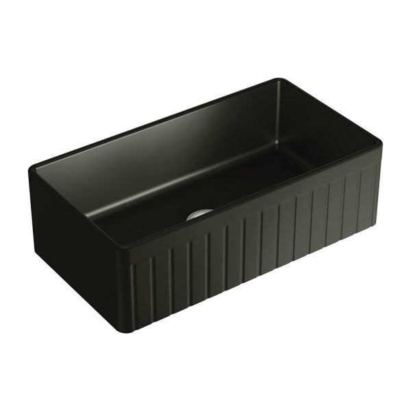 Fienza Benson Single Butler Sink, Large, Matte Black 68708