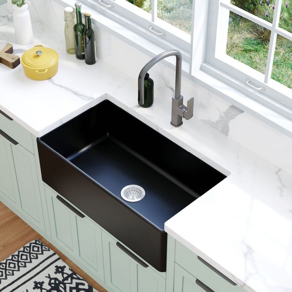 Fienza Benson Single Butler Sink, Large, Matte Black 68708