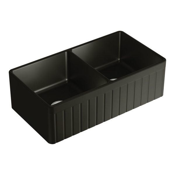 Fienza Benson Double Butler Sink, Matte Black 68709