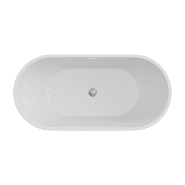 Fienza Koko Freestanding Acrylic Bath with Overflow, 1500mm, Gloss White FR11572GW-OF