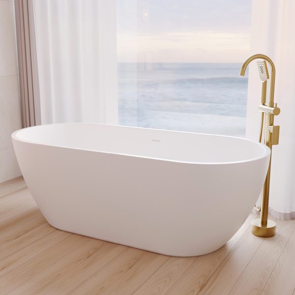 Fienza Koko Freestanding Acrylic Bath, 1680mm with Overflow, Matte White FR11775-OF