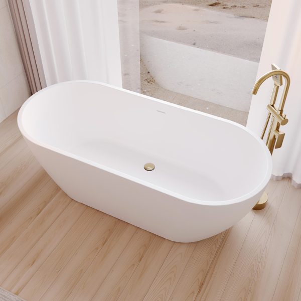 Fienza Koko Freestanding Acrylic Bath, 1680mm with Overflow, Matte White FR11775-OF