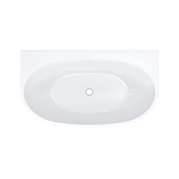 Keeto Back-To-Wall Acrylic Bath with Overflow, 1300mm FR65-1300-OF