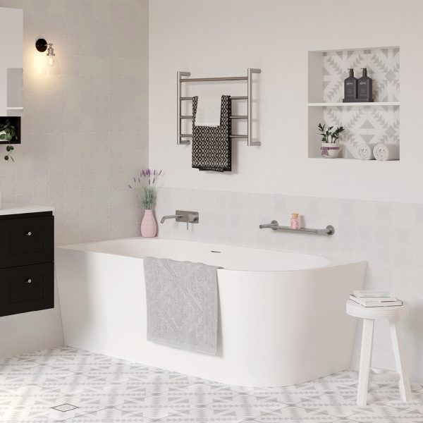 Fienza Isabella Right-Hand Acrylic Corner Bath with Overflow, Gloss White, 1700mm FR67-1700R-OF