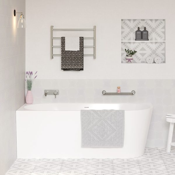 Fienza Isabella Right-Hand Acrylic Corner Bath with Overflow, Gloss White, 1700mm FR67-1700R-OF