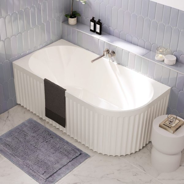 Fienza Eleanor Fluted Right-Hand Acrylic Corner Bath, 1500mm FR713-1500R