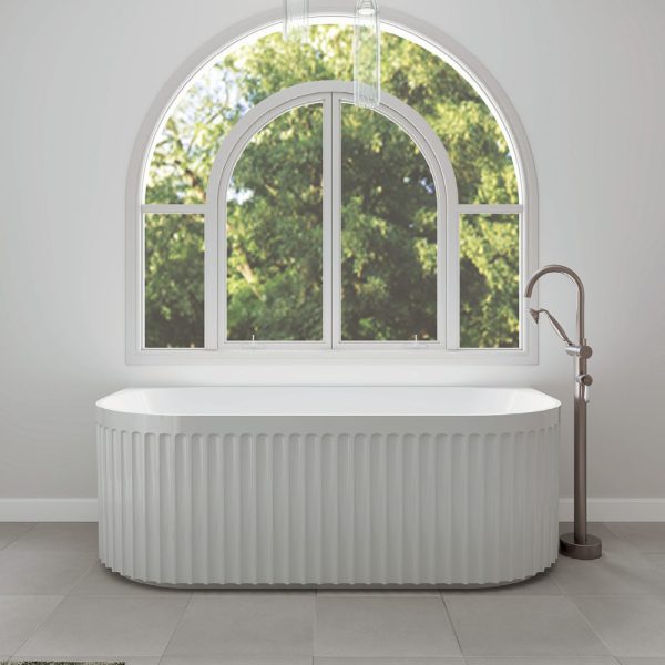 Fienza Eleanor Fluted Back-to-Wall Acrylic Bath, 1700mm FR716-1700