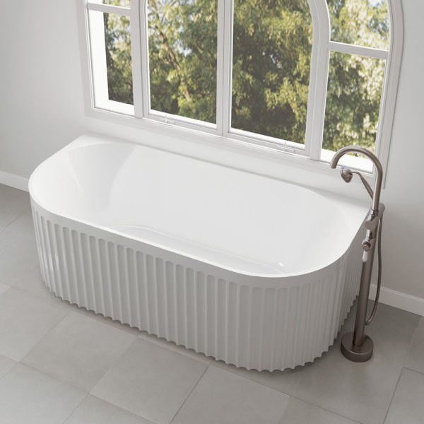 Fienza Eleanor Fluted Back-to-Wall Acrylic Bath, 1700mm FR716-1700