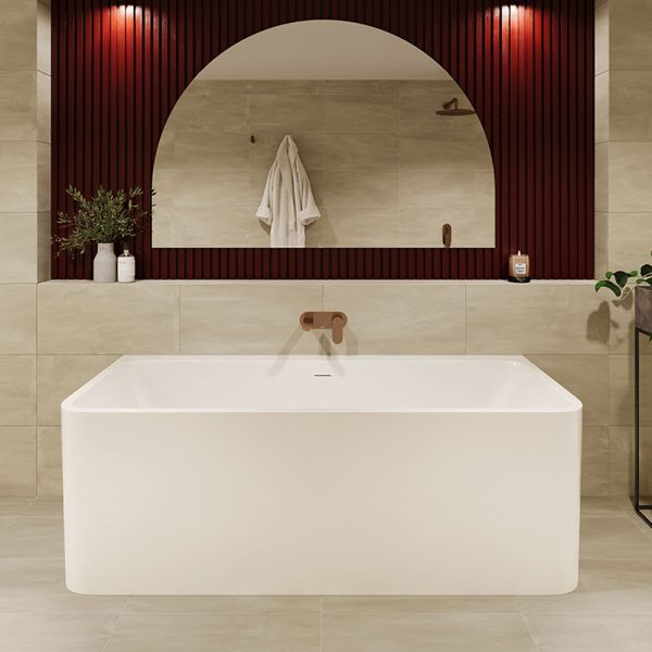 Fienza Delta Back-To-Wall Acrylic Bath with Overflow, 1700mm FR8773-OF