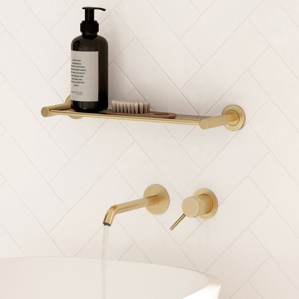 Kaya Basin/Bath Wall Mixer Set, Round Plates, 160mm Outlet, Urban Brass 228104UB-LF - Image 2