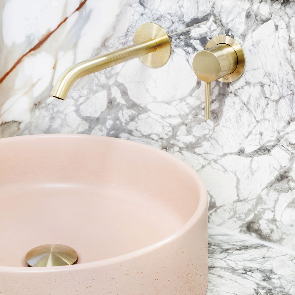 Kaya Basin/Bath Wall Mixer Set, Round Plates, 200mm Outlet, Urban Brass 228104UB-200-LF - Image 2