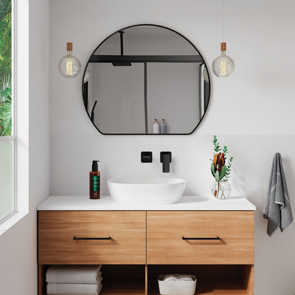 Sunrise Matte Black Round Framed Mirror FMSR80B - Image 3