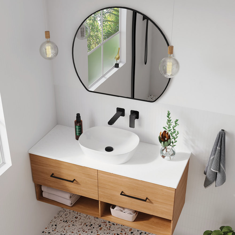 Sunrise Matte Black Round Framed Mirror FMSR80B - Image 4