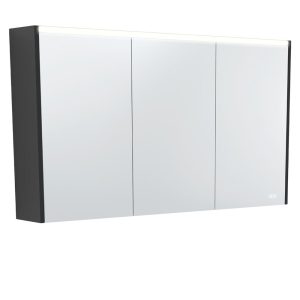 1200 LED Mirror Cabinet with Satin Black Side Panels PSC1200B-LED