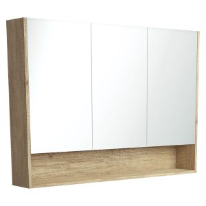 1200 Mirror Cabinet with Display Shelf, Scandi Oak PSC1200SS