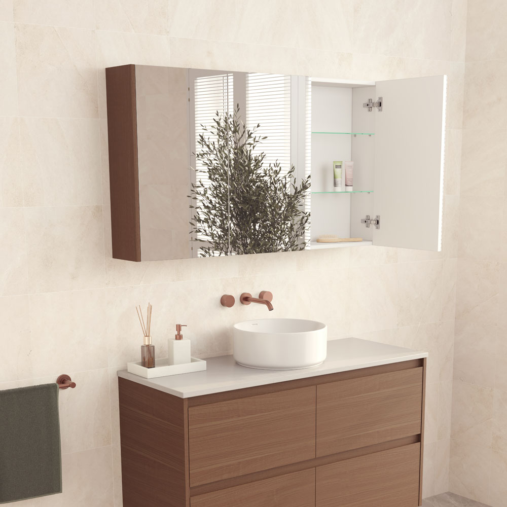 1200 Mirror Cabinet with Walnut Side Panels PSC1200WA - Image 2