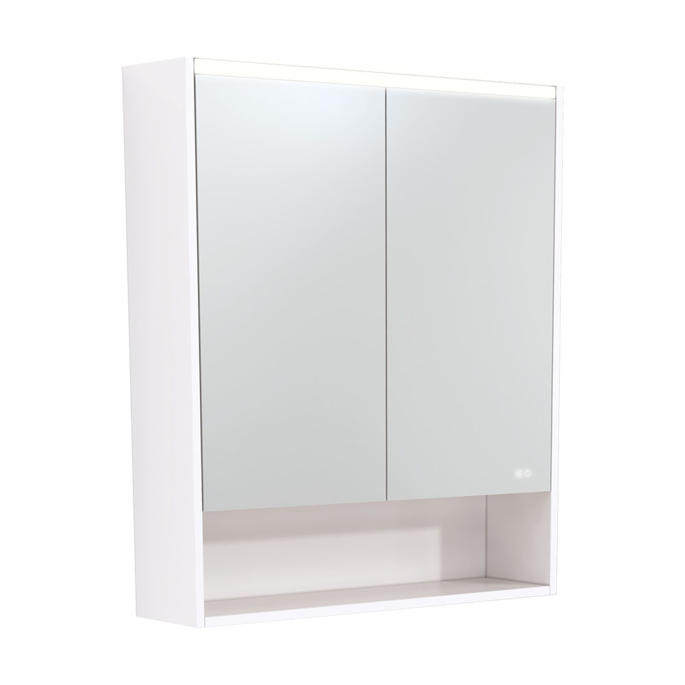750 LED Mirror Cabinet with Display Shelf, Gloss White PSC750SW-LED