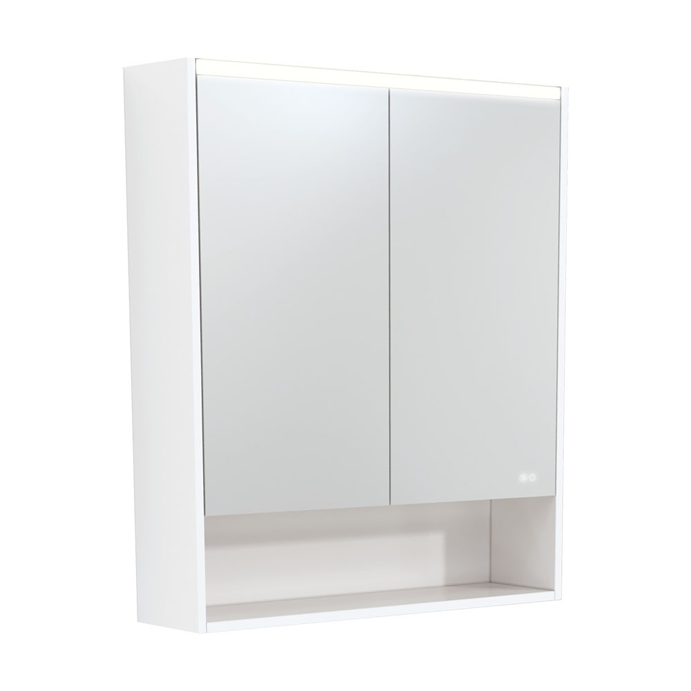 750 LED Mirror Cabinet with Display Shelf, Satin White PSC750SMW-LED