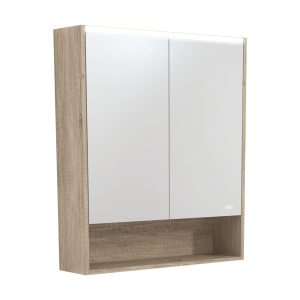 750 LED Mirror Cabinet with Display Shelf, Scandi Oak PSC750SS-LED