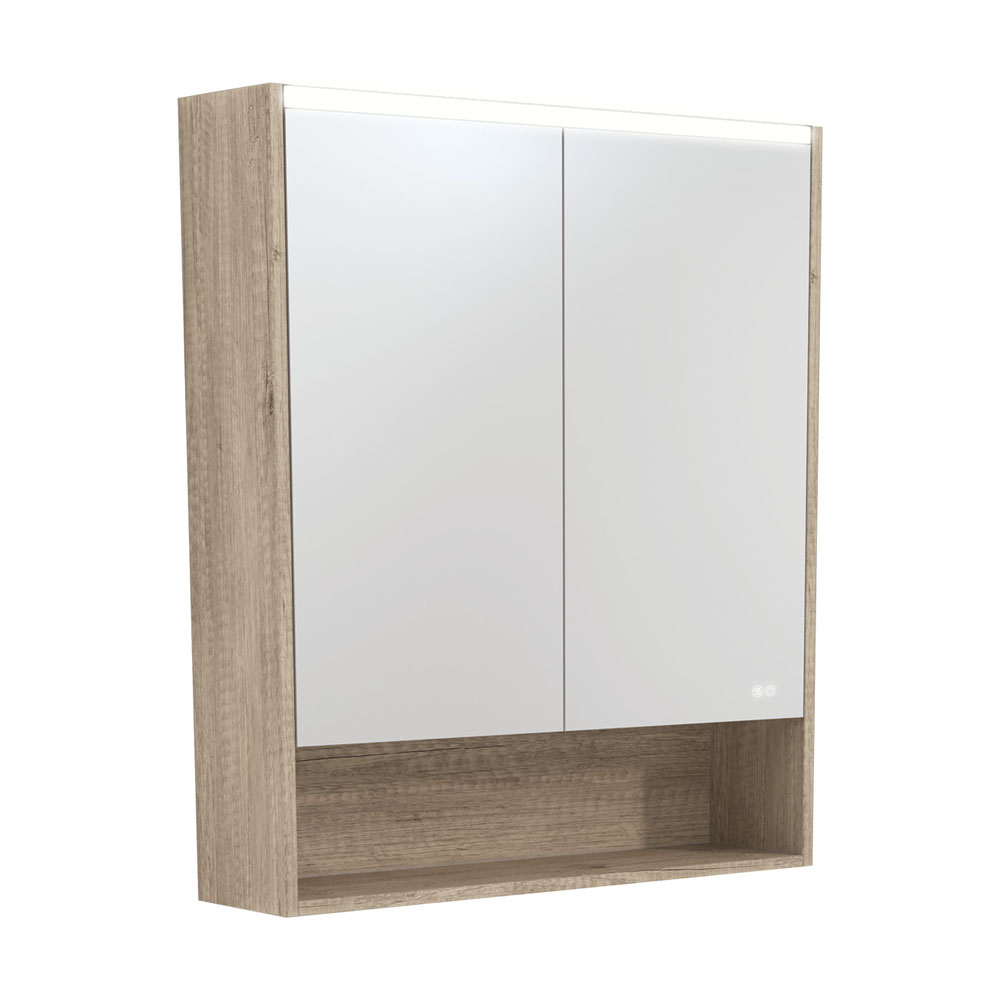 750 LED Mirror Cabinet with Display Shelf, Scandi Oak PSC750SS-LED