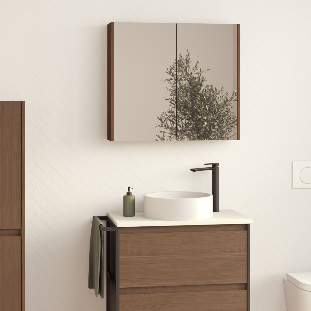 750 Mirror Cabinet with Walnut Side Panels PSC750WA - Image 2