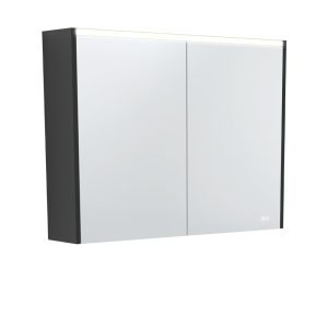 900 LED Mirror Cabinet with Satin Black Side Panels PSC900B-LED
