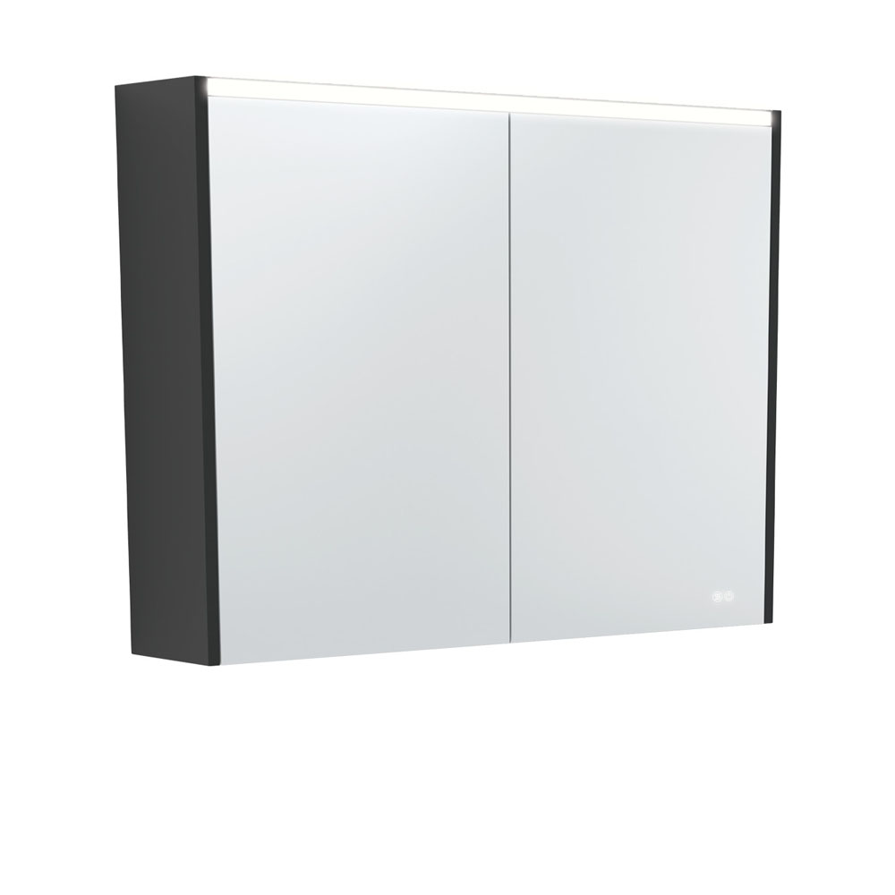 900 LED Mirror Cabinet with Satin Black Side Panels PSC900B-LED