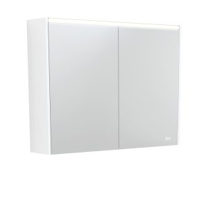 900 LED Mirror Cabinet with Satin White Side Panels PSC900MW-LED