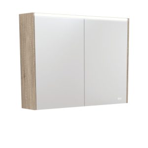 900 LED Mirror Cabinet with Scandi Oak Side Panels PSC900S-LED