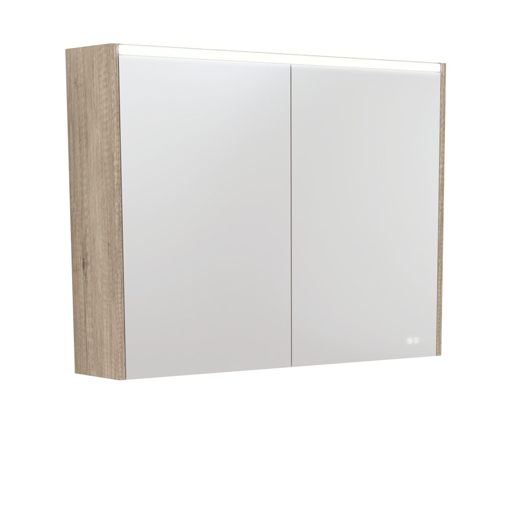 900 LED Mirror Cabinet with Scandi Oak Side Panels PSC900S-LED