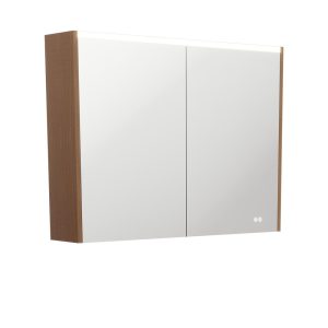 900 LED Mirror Cabinet with Walnut Side Panels PSC900WA-LED