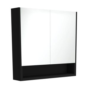 900 Mirror Cabinet with Display Shelf, Satin Black PSC900SB