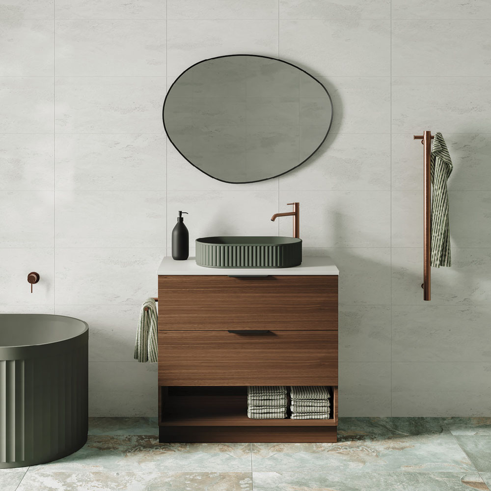 Pebble Matte Black Asymmetrical Framed Mirror, 700 x 920mm FMPA7092B - Image 2
