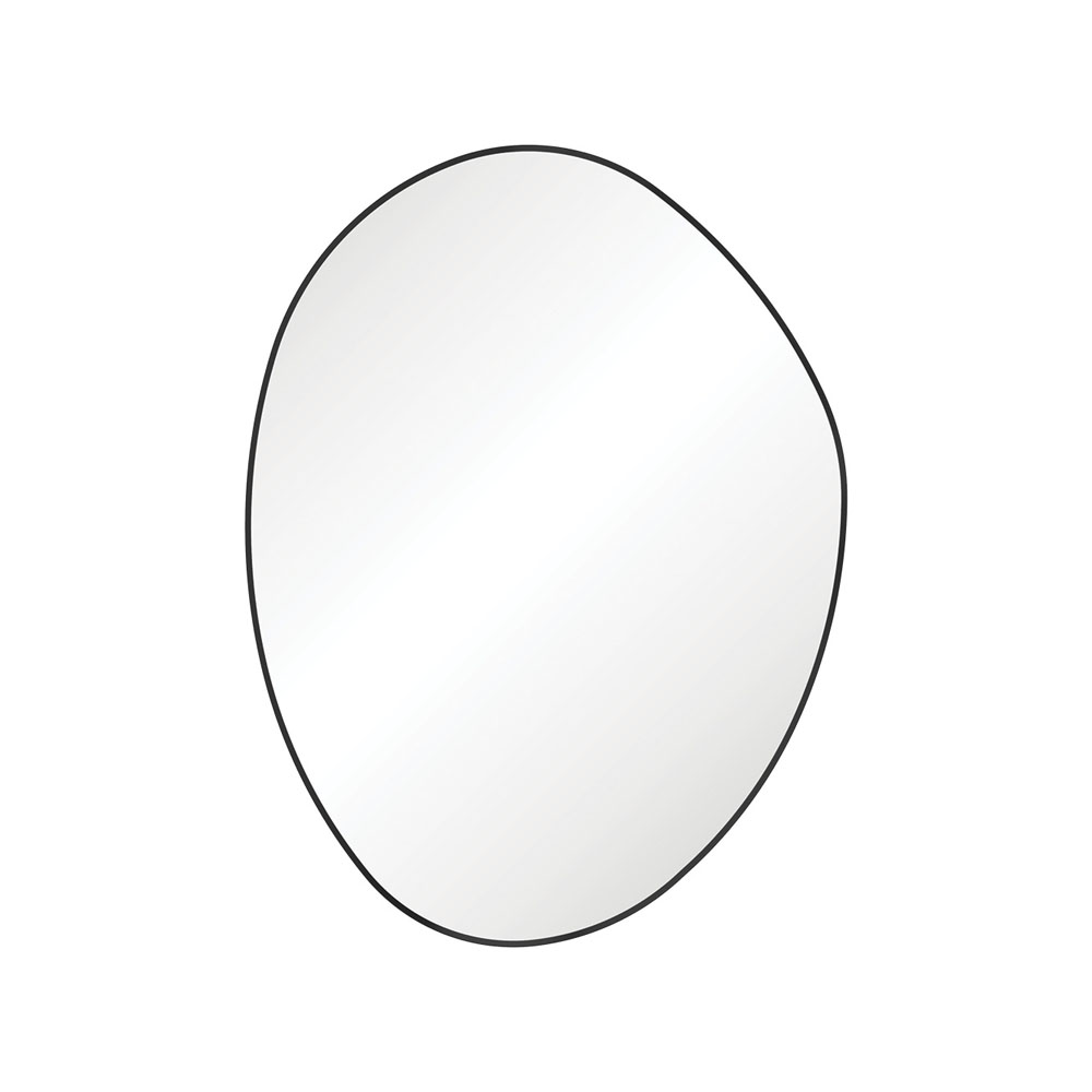 Pebble Matte Black Asymmetrical Framed Mirror, 900 x 1200mm FMPA90120B