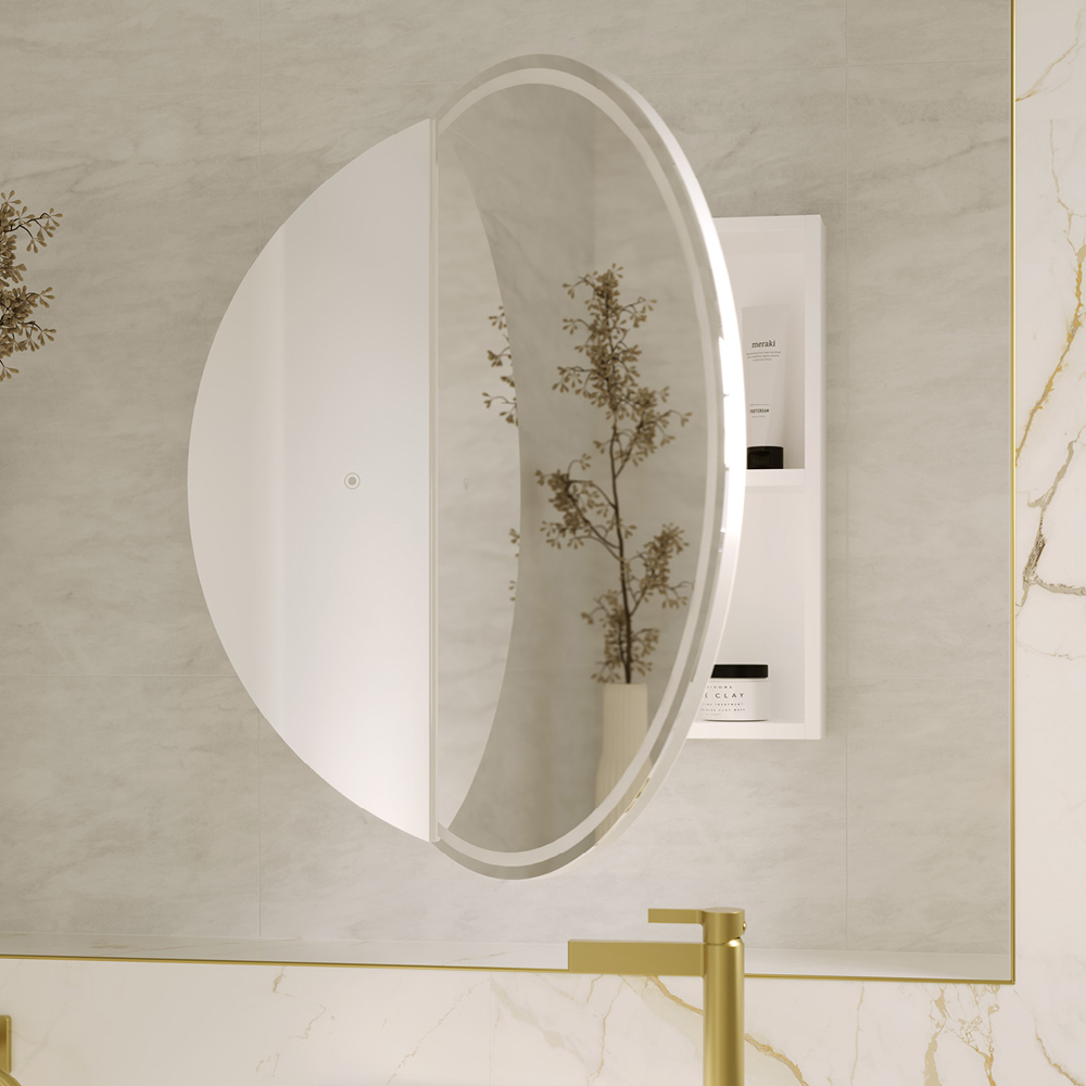 Round Split LED Mirror Cabinet PSH750R-LED-S - Image 6