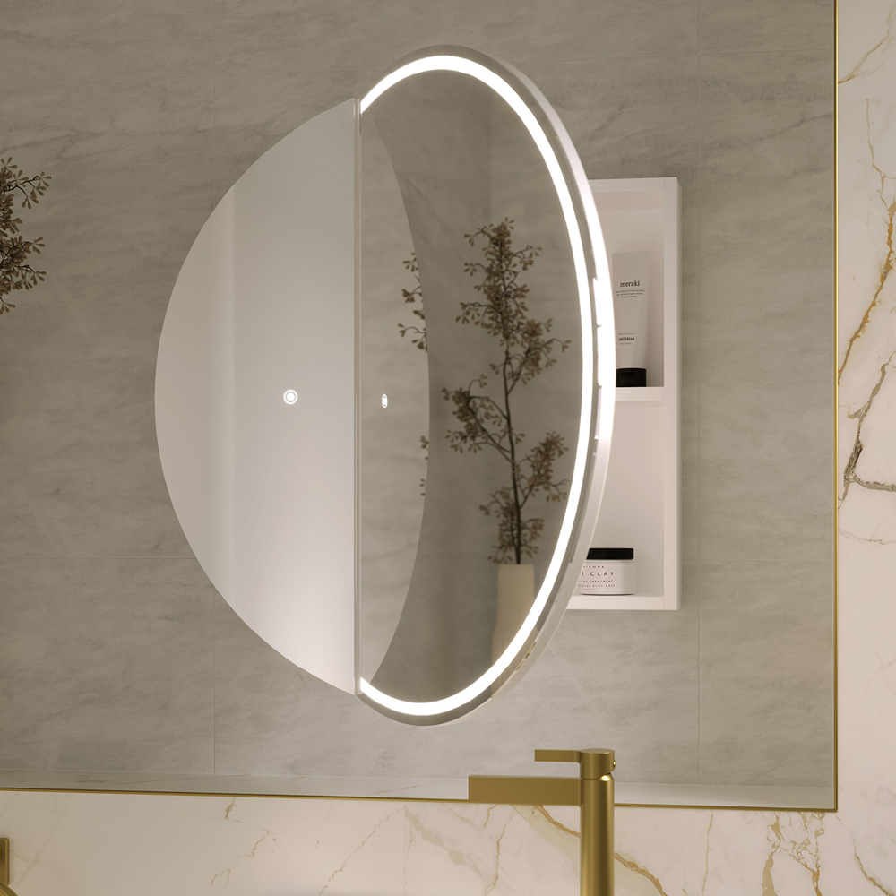Round Split LED Mirror Cabinet PSH750R-LED-S - Image 5
