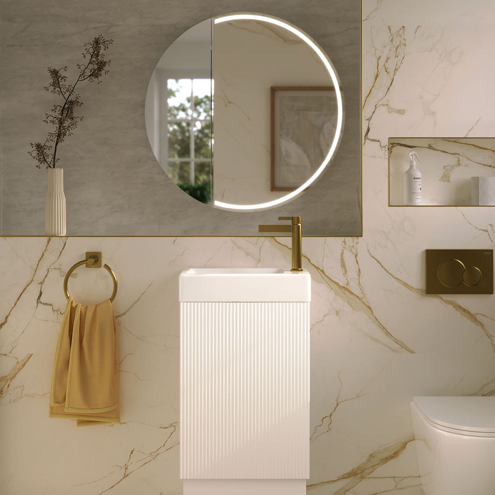 Round Split LED Mirror Cabinet PSH750R-LED-S - Image 3