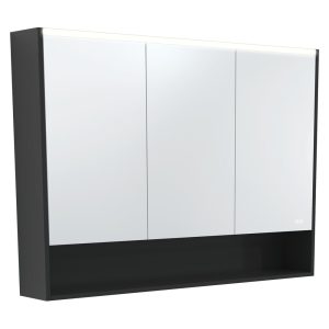 1200 LED Mirror Cabinet with Display Shelf, Satin Black PSC1200SB-LED