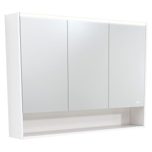 1200 LED Mirror Cabinet with Display Shelf, Satin White PSC1200SMW-LED